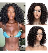 Lovenea 200 Density Curly Human Hair Wig 16 Inch Machine Made Human Hair Wigs with Scalp Top Braz...