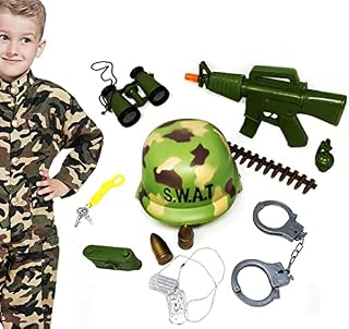 koolbitz Military Friction Combat Force +10 Piece Boys Toys - Detective Gear For Dress Up And Kids Costumes, Gun with Sound And Other Accessories For Pretend Play