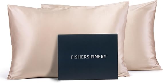 Fishers Finery 25mm 100% Pure Mulberry Silk Pillowcase 2 Pack, Good Housekeeping Winner (Taupe, Queen 2 Pack)