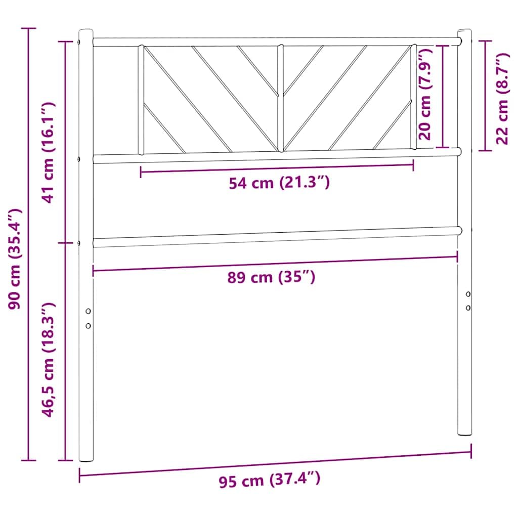 vidaXL Tête de lit de Remplacement métal Blanc 90 cm