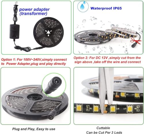 Tira LED flexible 5M 300SMD 5050 color ámbar impermeable miniatura 7