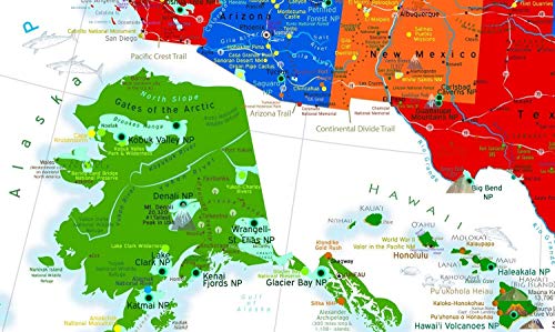 Usa Map For Kids | Push Pin Tracking Map Or Wall Map | Framed Map | Includes 100 Map Pins | Size: 24X16 Inch Map + Frame #TOP2
