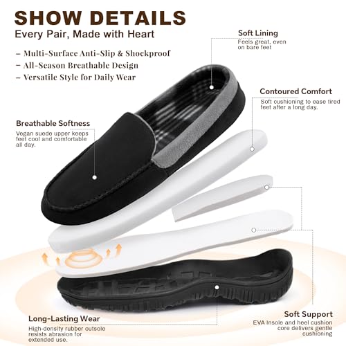 Image of shoeslocker Mens Slippers Microsuede Moccasin Memory Foam House Shoes