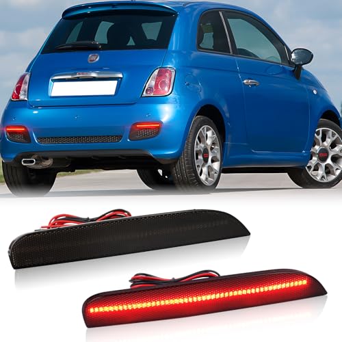 Centika 2 pcs LED Rear Reflector Lights Compatible with 2012-2017 Fiat 500 sport LED Bumper Reflector Lights Driver and Passenger Rear Side Marker Reflector, Red