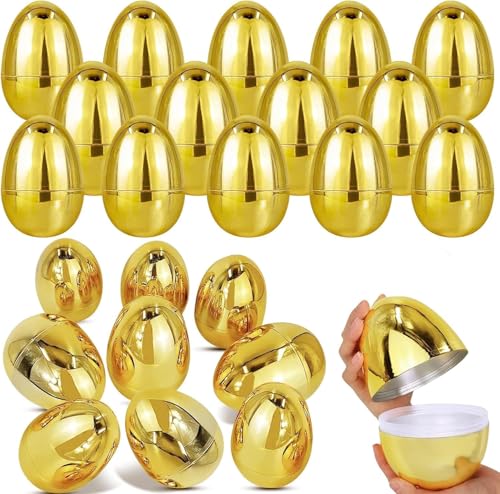 48Pack Golden Easter Eggs-Metallic Gold Easter Eggs Empty Fillable Easter Egg for Easter Hunt, Basket Stuffers Fillers, Party Favors Easter Decorations