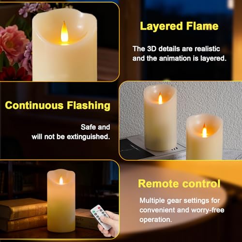 Image of Autbye Rechargeable Flameless Candle, Realistic 3D Flickering Warm Flame, LED Candle with Remote Control & Timer for Holiday, Wedding, Patio and Home Decoration(Set of 2)