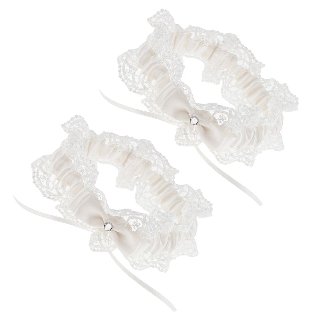 VELURA 2pcs Wedding Bride Keepsake Lace Flower Crystal Bowknot Bridal Garters Beige|2 Pieces Bridal Garters|Garters| Wedding & Formal Occasion |Clothing, Shoes & Accessories-image-45