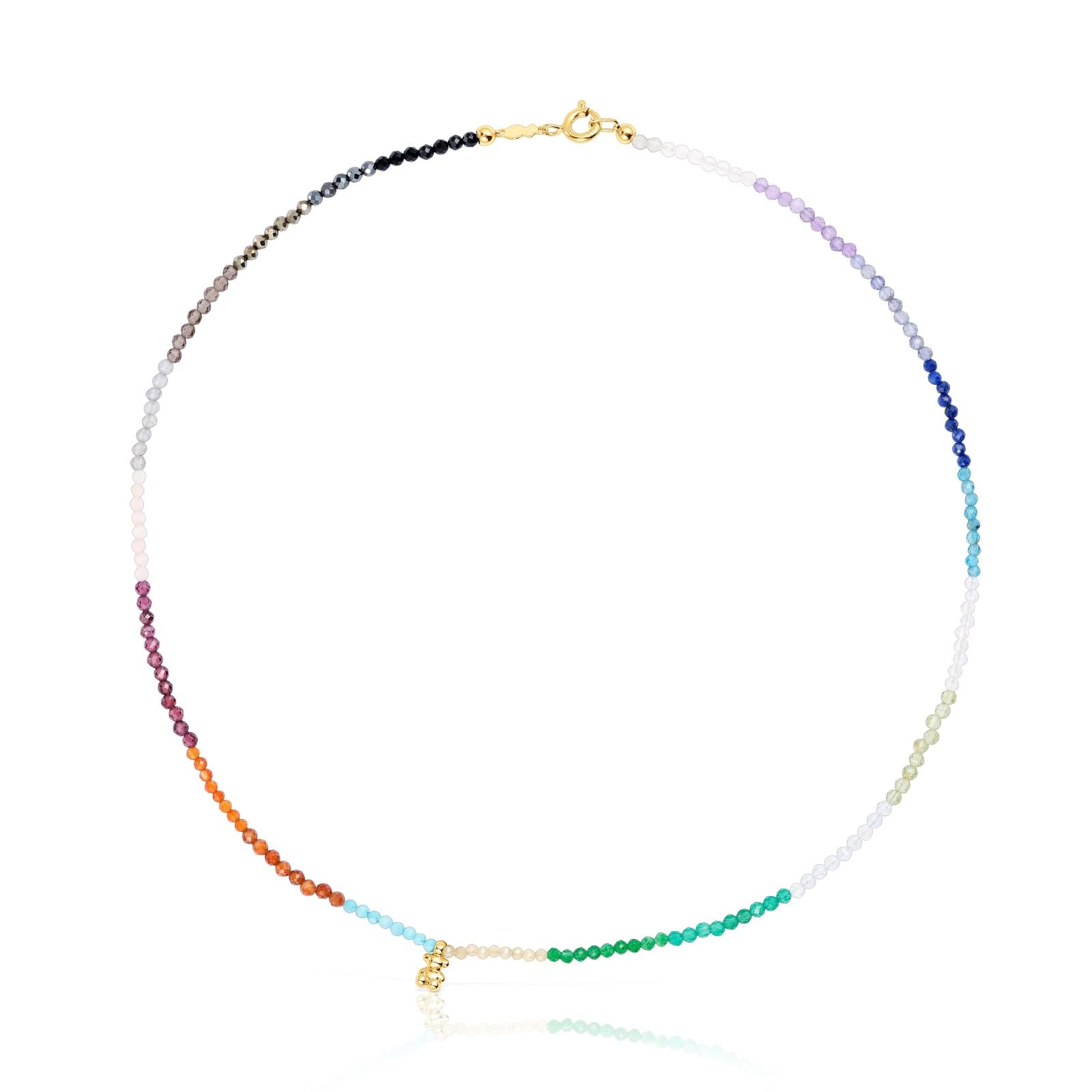 TOUS Collar de Gemas y Oso con Baño de Oro 18Kt sobre Plata de Primera Ley para Mujer de 5.35mm, Versatil y Combinable, Colección Bold Bear