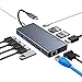 Produktbild USB C Hub, 13-in-1 USB C Hub with Ethernet, 4K-HDMI, VGA, 3 USB 2.0, 2 USB 3.0, 3-Slot-Kartenleser, 3,5mm Audio und Stromversorgung, USB C Hub Adapter Kompatibel mit MacBook, DELL, HP und mehr
