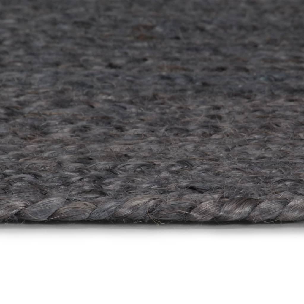 Tapis rond en jute fait à la main Gris foncé 180 cm