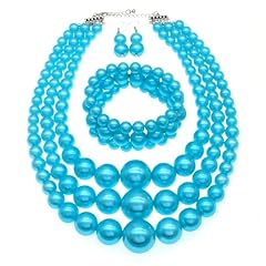 sky blue pearl necklace set
