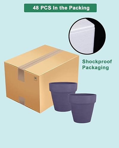 Miniatura 7 de vensovo 48 macetas pequeñas de terracota morada, pequeñas macetas de arcilla de 2 pulgadas con agujeros de drenaje, macetas de terracota para