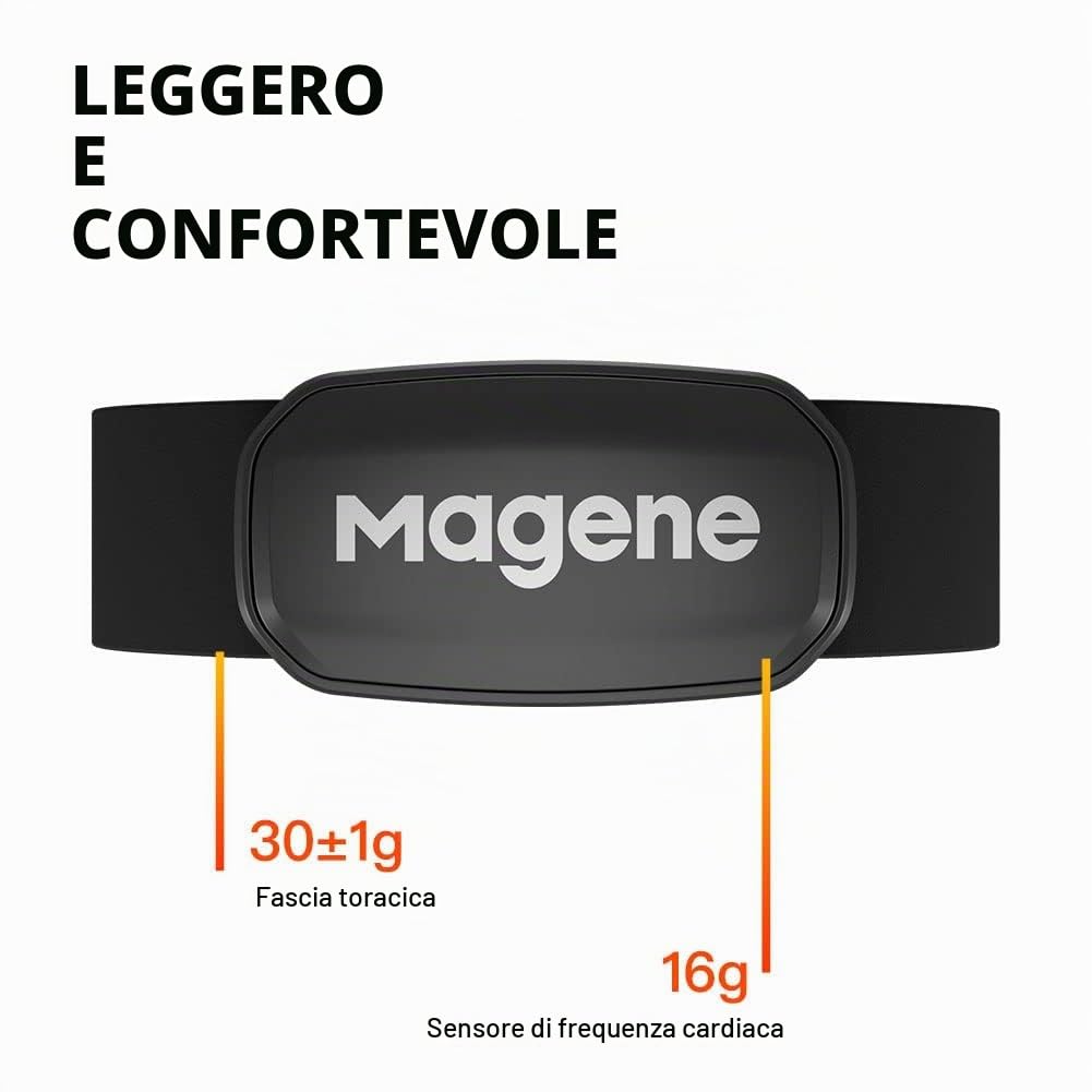 Magene H303 Heart Rate Monitor, Heart Rate Sensor Chest Strap, Protocol Ant+/Bluetooth, Compatibile con iOS/Android Apps