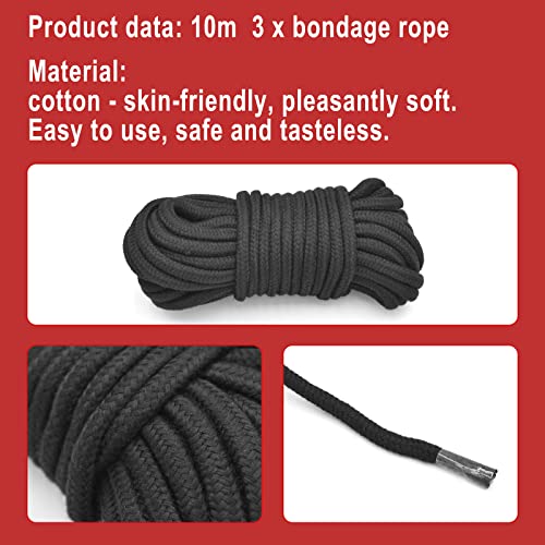3Pack Soft Cotton-Rope Black Sex Bondage Kit Bdsm Beginner Set Shibari Bondage Ropes Restraint Kit Fetish Adult Sex Toys For Women Men And Couples #TOP7