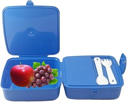 BUFFER® Self Spoon Fork Nutrition Box 4 Compartment Practical Children's Nutrition Container Storage Box Dining Container Nutrition Set