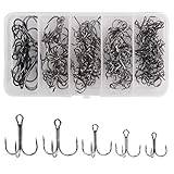 SILANON Fishing Treble Hooks Kit,145pcs High Carbon Steel Round Bend Treble Fishing Hooks for...