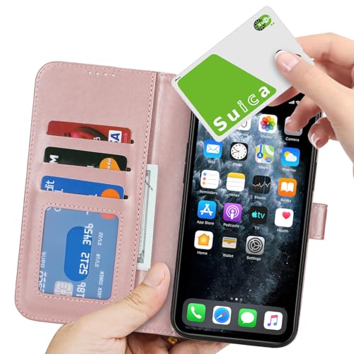 Image of for iPhone 11 Pro Max Case Wallet with Card Holder,for iPhone 11 Pro Max Wallet Case for Women Men,PU Leather Shockproof Magnetic Buckle Stand Flip Phone Case-Rose Gold
