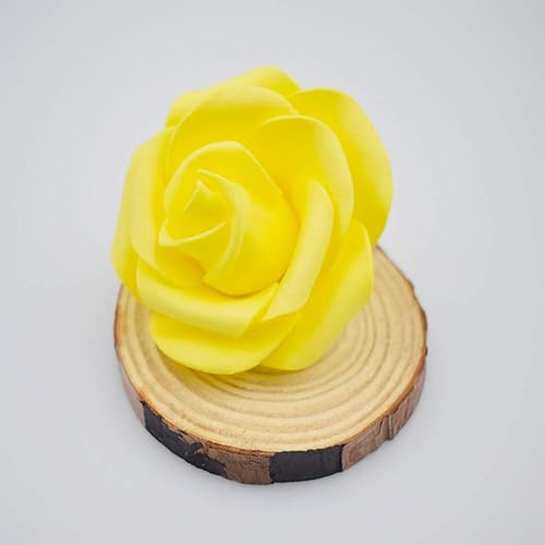 Miniatura 3 de Cabezas de rosas artificiales, 100 rosas amarillas artificiales de espuma para ramos de boda, centros de mesa, arreglos, fiestas, baby shower,