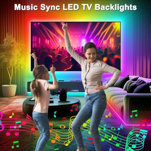 PSTAR LED Strip Streifen 8M, mit Fernbedienung&App&Musik Sync, Bluetooth Smart LED Strip Self-Adhesive, Timer Setting for Gaming Room, Room, Kitchen, Party