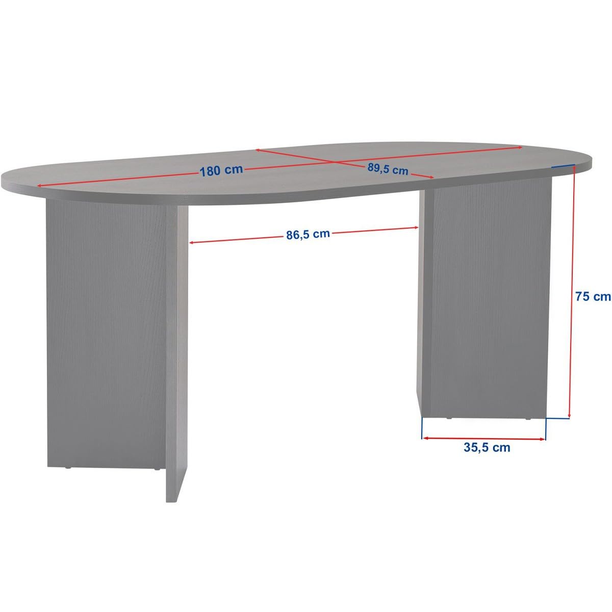 HOMIFAB Table à Manger Ovale Effet travertin 8 pers. 180 cm - Suna