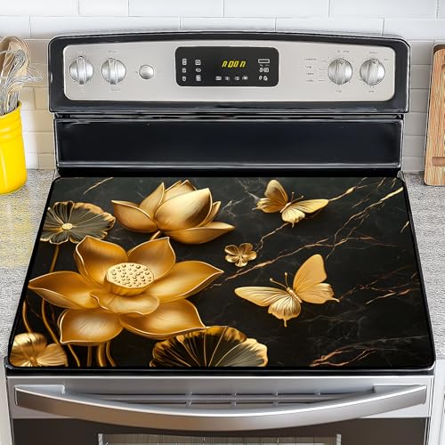 Image of Stove Top Cover for Electric Stove,Glass Stove Top Cover, Heat Resistant Glass Cooktop Cover, Stovetop Protector, Kitchen Decor, Dish Drying Mats Cover for Ceramic Washer Top 28.5x20.5 inch