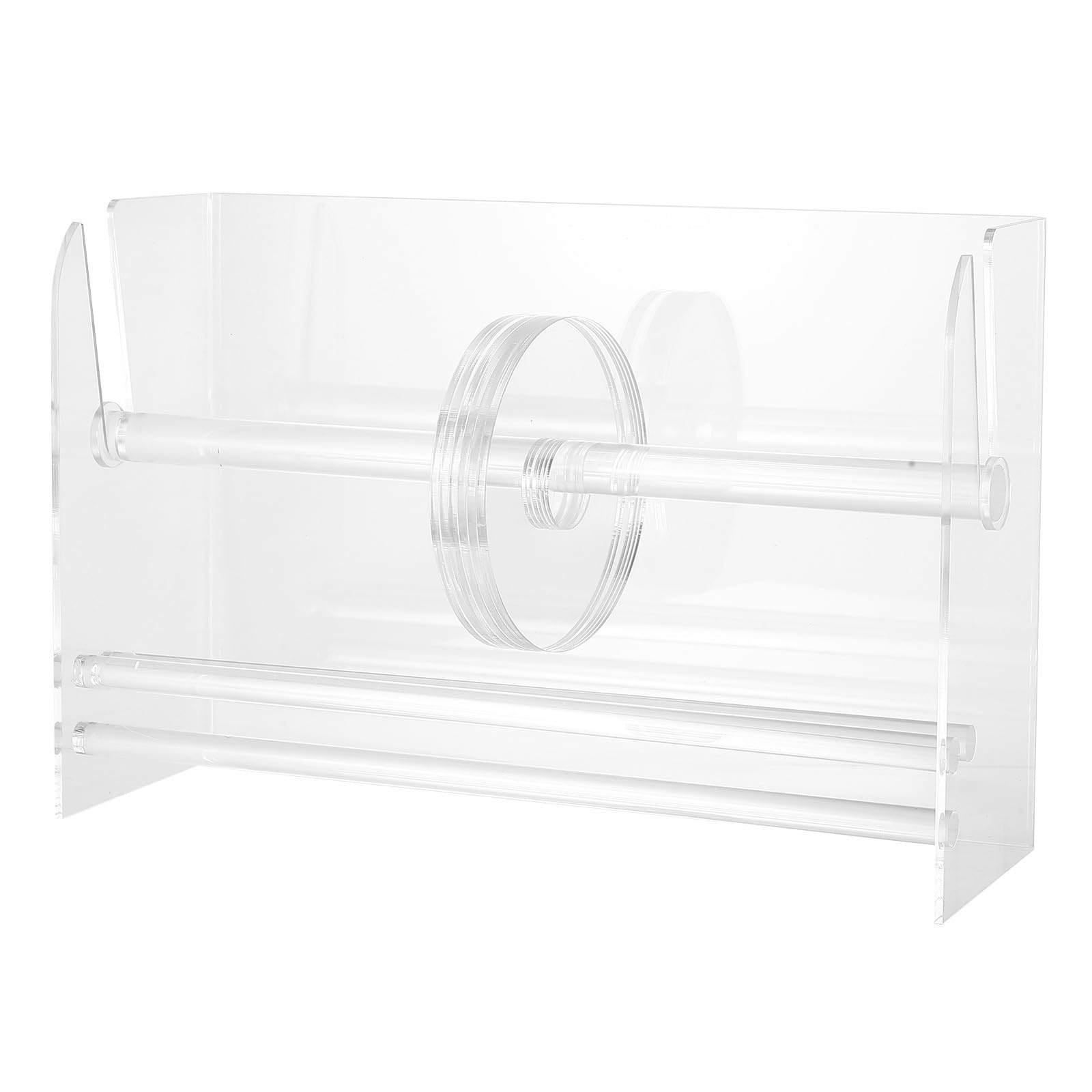 Etikettenrollenspender Verstellbar aus Acryl mit 7 Fächern zur Einfachen Entnahme Transparenter Klebeetiketten für Schreibtisch und Büroalltag