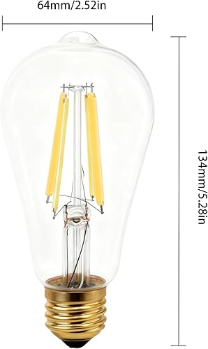 Miniatura 7 de Bombillas LED regulables con control remoto, base E26, regulable, 2700K-6000K, bombillas Edison vintage ST64 para lámpara, paquete de 2 (2 bombillas