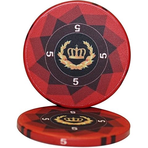 MRC Laurel Crown Ceramic Poker Chips Pack of 50 (Red $5) Cover