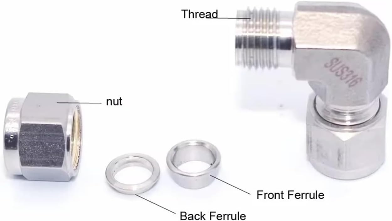 Tube fitting 1/8" 1/4“ 3/8” 1/2” 3/4“ double Ferrule OD Union Elbow Compress pipe fittings(1/4")