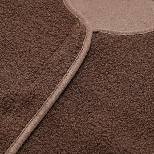 ZLQRSSWK Teddy Fleece Weste Damen Leichte Weste Fleeceweste Herbst Winter Warm Ärmellos Westen Leicht Casual Einfarbig V-Ausschnitt Damenweste Mit Taschen Pelzjacke Plüschweste (Beige,M)
