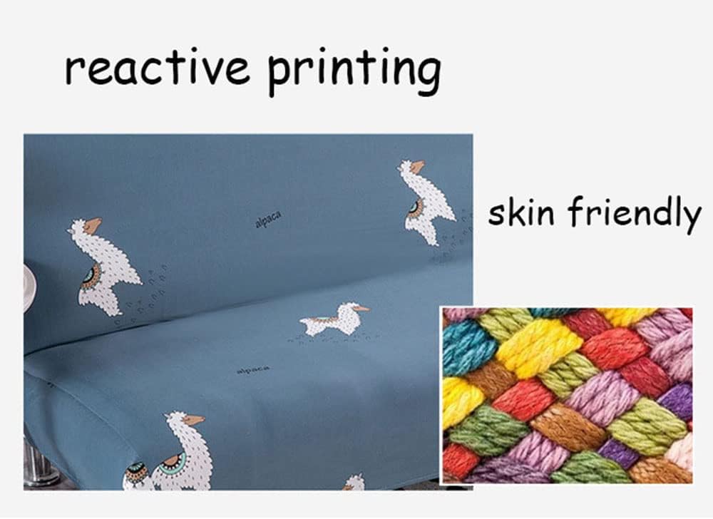 YOPOIY Stretch Armless Sofa Cover Spandex Printing Futon Slipcover Washable Futon Cover with Elastic Bottom for Kids -14-190-230cm