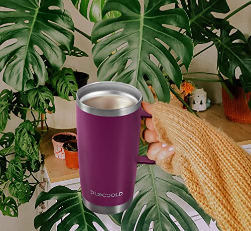 Dloccold Insulated Coffee Mug With Handle Stainless Steel Travel Coffee Cup With Lid Spill Proof Reusable Thermos Coffee Cups For Men Women Car Cup Holder Friendly (Purple, 20 Oz) #TOP4