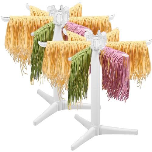 Reviews de Secadores de pasta , tabla con los diez mejores. 45 WhSunVo - 2 estantes de secado de pasta para fideos con 6 asas largas desmontables para secador de fideos para el hogar, secador de fideos multiusos para cocina, 27 x 23,5 cm