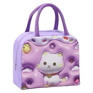 Insulated Lunch Box Expansion Large Capacity CD Stereoscopic Bag Thermal Purple