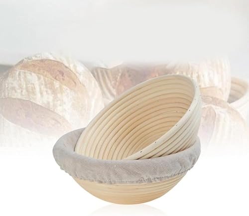 Miniatura 7 de Cesta de prueba Banneton de pan de 7.8 pulgadas con forro de tela, cesta de masa madre de caña para hacer pan, fermentación en casa o panaderos