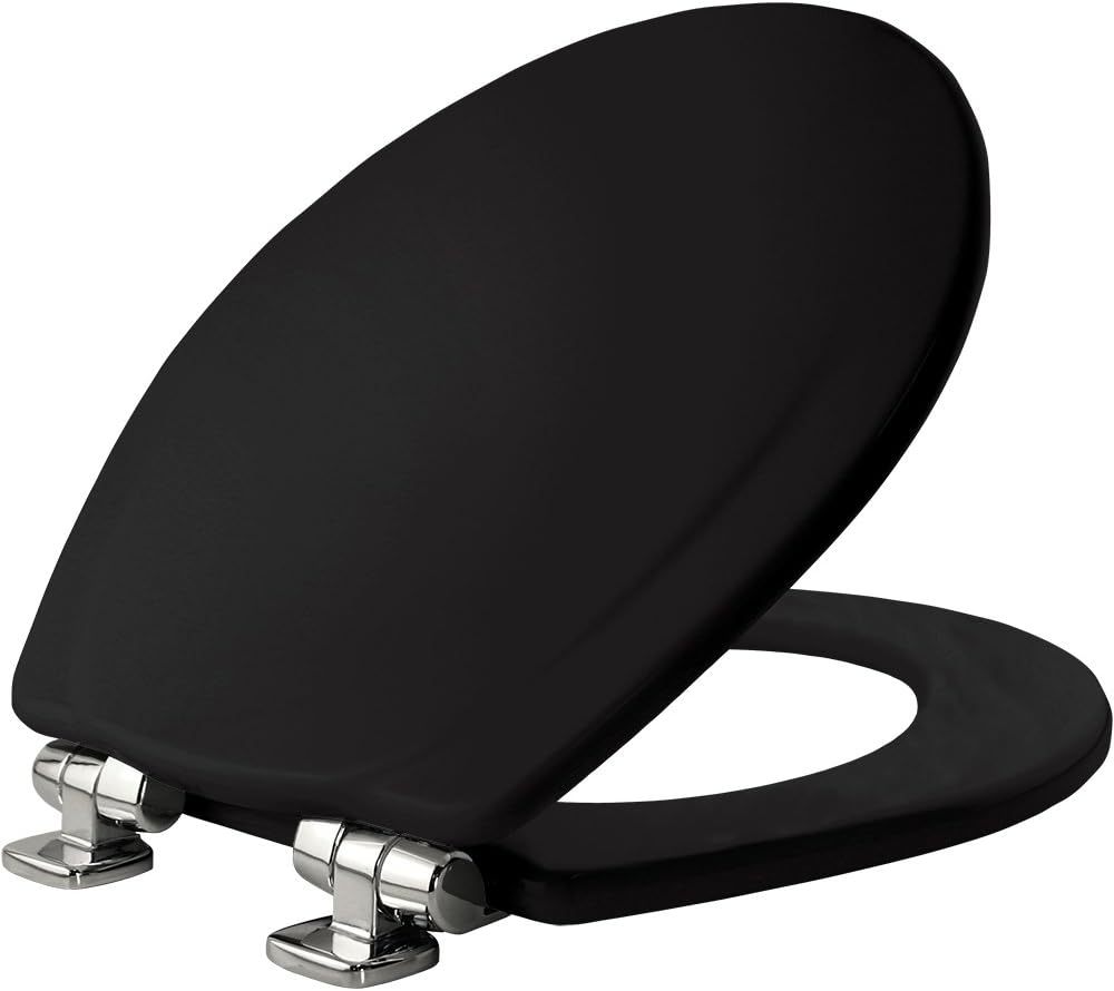 Mayfair 30CHSLB 047 Toilet Seat, 1 PackRound, BlackChrome Hinges
