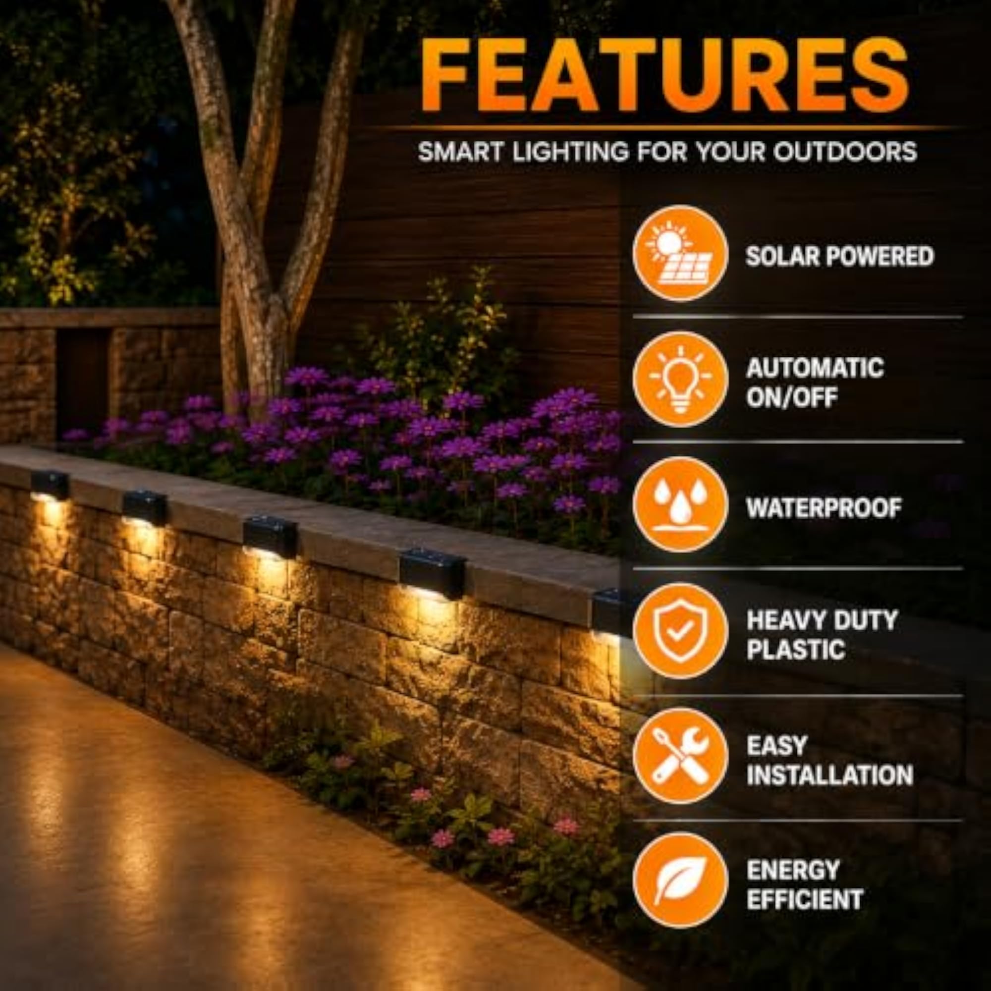 Set of 4 Solar Outdoor Lights for Home, Garden Decor