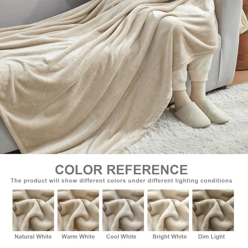 Hansleep Twin Taupe Fleece Blanket, Soft Flannel Bed Blanket by Hansleep - Used condition - Image 5
