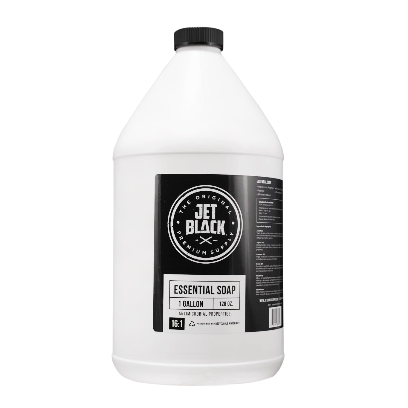 Jet Black Supply Essential Tattoo Soap, to Clean New Tattoos, Soap Made with Aloe Vera, Jojoba Oil, Coconut Oil, Tattoo Supplies, 1 Gallon