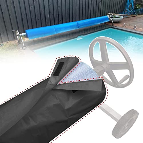 Enrouleur de Couverture Solaire Housse de Protection, Housse de protection pour bâche de piscine, avec fermeture Velcro et cordon de serrage, Anti-Vent/Pluie/Poussière/UV(Size:550x96 cm,Color:Le noir) Cover