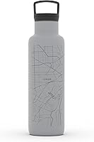 Vista 65 de Well Told Botella de agua aislada con mapa de Washington DC grabado, botella de acero inoxidable grabada (21 onzas, blanco) botella aislada de mapa