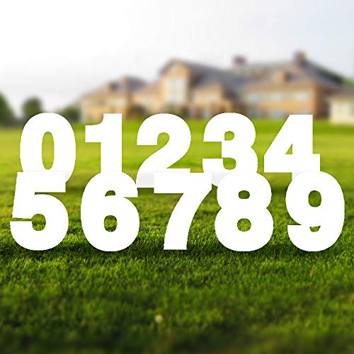 Vispronet Numbers Yard Sign Set – Includes All Numbers 0-9 – 10pcs Total – Weather-Resistant Corrugated Plastic (White)