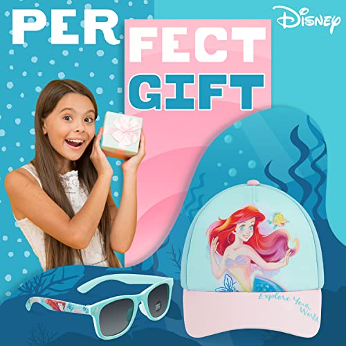 Miniatura 3 de Disney Conjunto De Gafas De Sol Y Gorra De Béisbol Para Niñas, Gafas Con Protección Uv Al 100 Azul Ariel