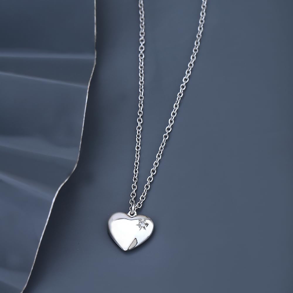Vanbelle Sterling Silver Jewelry - Rhodium Plated with 925 Stamp - Puffed Heart Pendant Necklace - Elegant Handcrafted Necklace for Women - Mother's Day Collection - Image 7