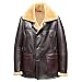 Produktbild Herren B3 Shearling Jacke Schaffell Mantel Braun Lederjacke Lange Pelzmantel Trenchcoat (Braun, XL)