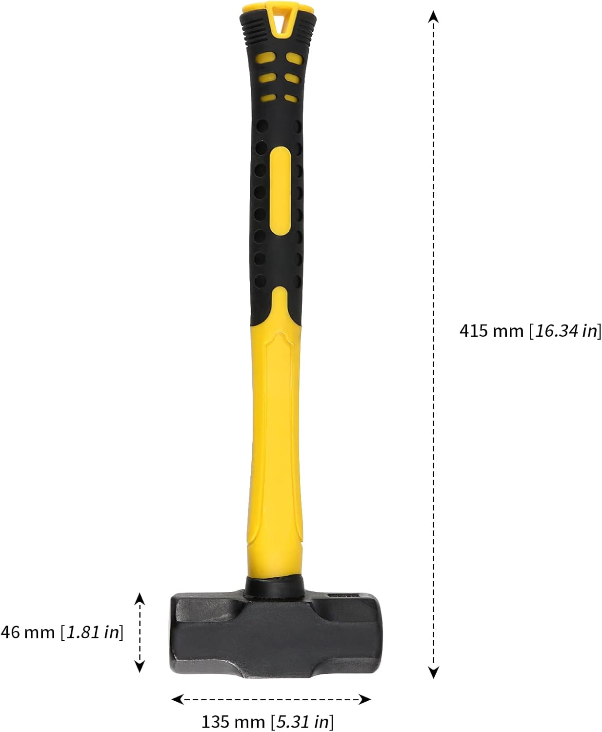 MANCHAP 2 PCS 16 Inch 4 Lbs Sledge Hammer, Mini Club Hammer with with Fiberglass Handle, 4 Pound Drilling Crack Hammer for Demolition and Construction,black yellow