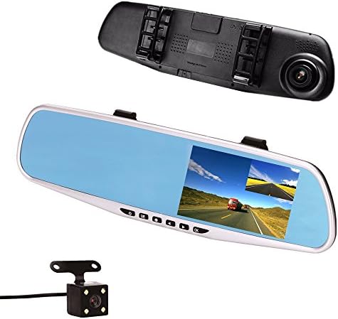 Car DVR Dual lens 4.3" inch Rear view Mirror Video Recroder Car Camera Cam night Vision front and rear