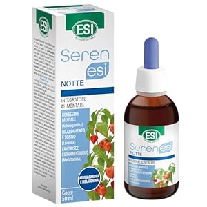 ESI – Serenesi Gocce Notte, Integratore Alimentare in Gocce a Base di Ashwaganda e Melatonina, Favorisce Relax e Sonno, Gusto Limone, Senza Glutine e Vegano, 50 ml