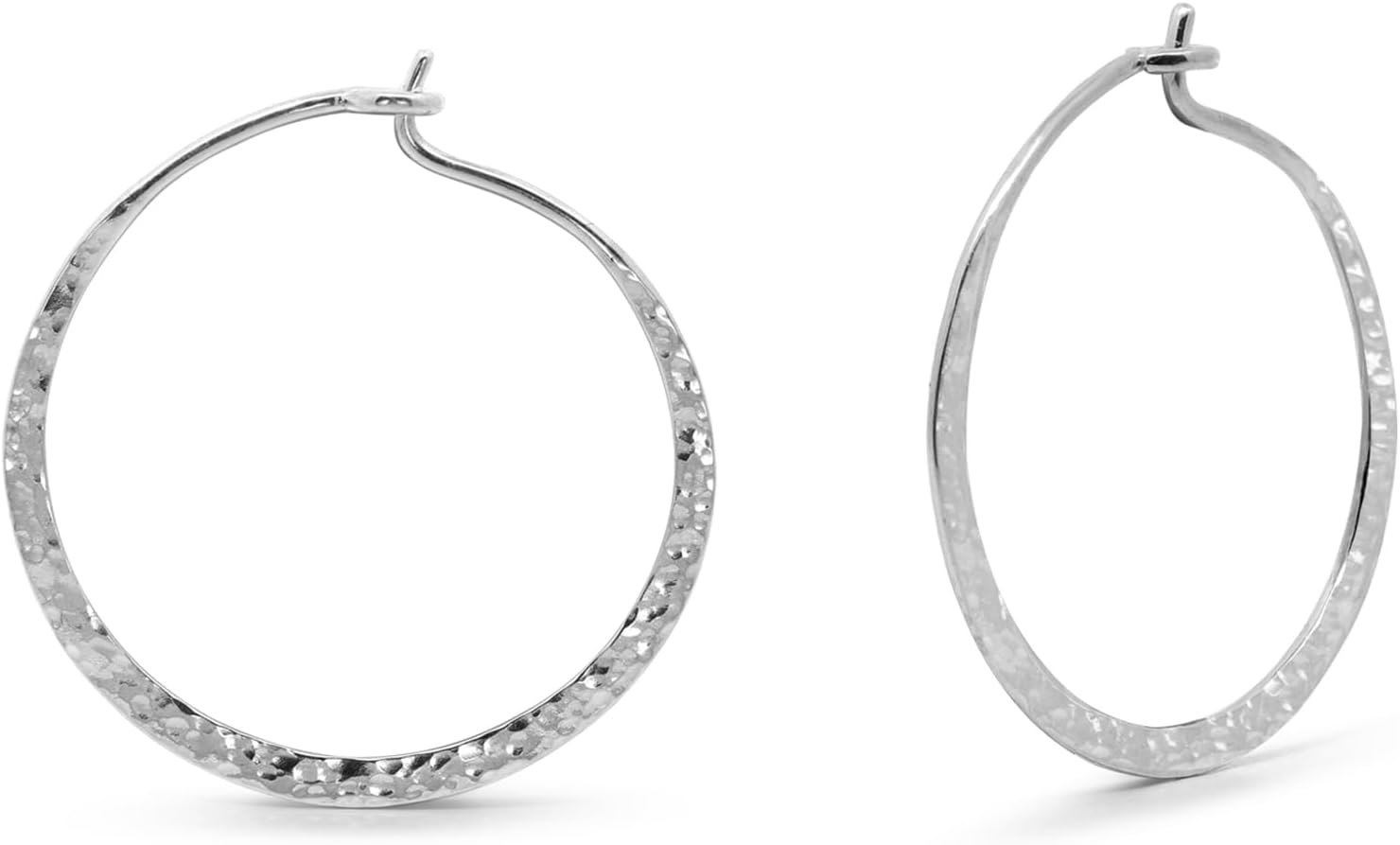 Boma Jewelry Sterling Silver Organic Hammered Textured Hoop Earrings, 1 Inch