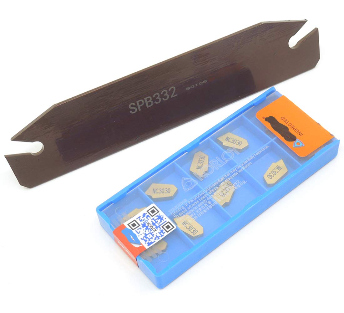10 pcs SP300 Carbide Inserts+SPB332 SPB32-3 Grooving Slotting Tool Cutter Plate SPB332